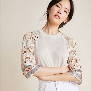 Anthropologie Tiny Cassidy Lace Sleeve Top
